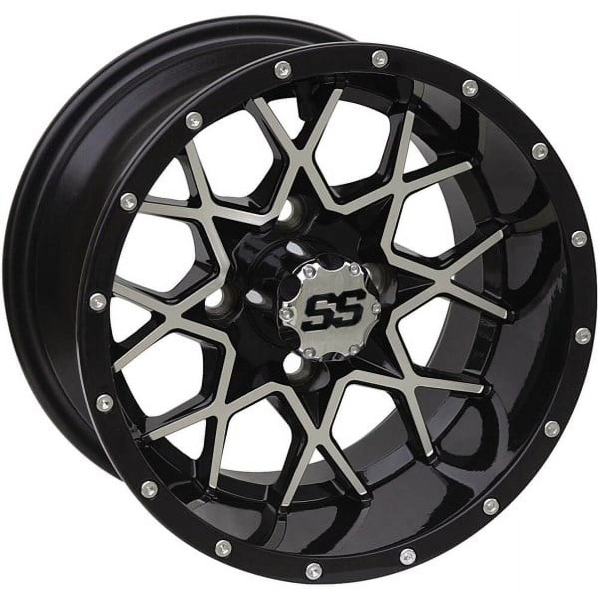 Black w/Machined 10x7, 4/4, 3+4 Ocelot E124 Golf Cart Wheel - 847-107124-02