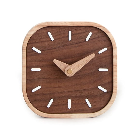 Black walnut solid wood small table clock Nordic style clock, 13.