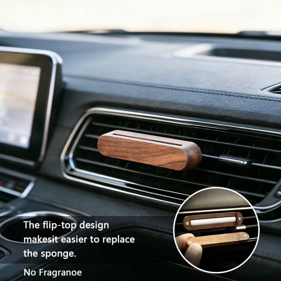 Black walnut wood Car Air Freshener Vent Clip, Refillable Aroma Diffuser,Comes with 4 vaporizing sticks