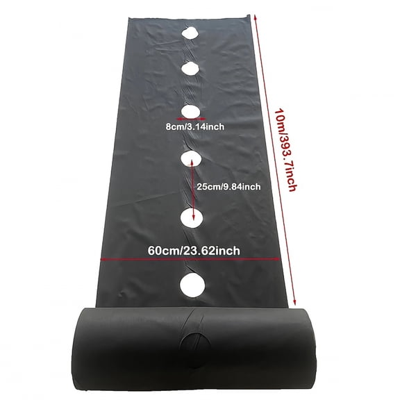 Black weed control cloth with planting holes, suitable for garden and yard use, vegetable and fruit planting, and weed control