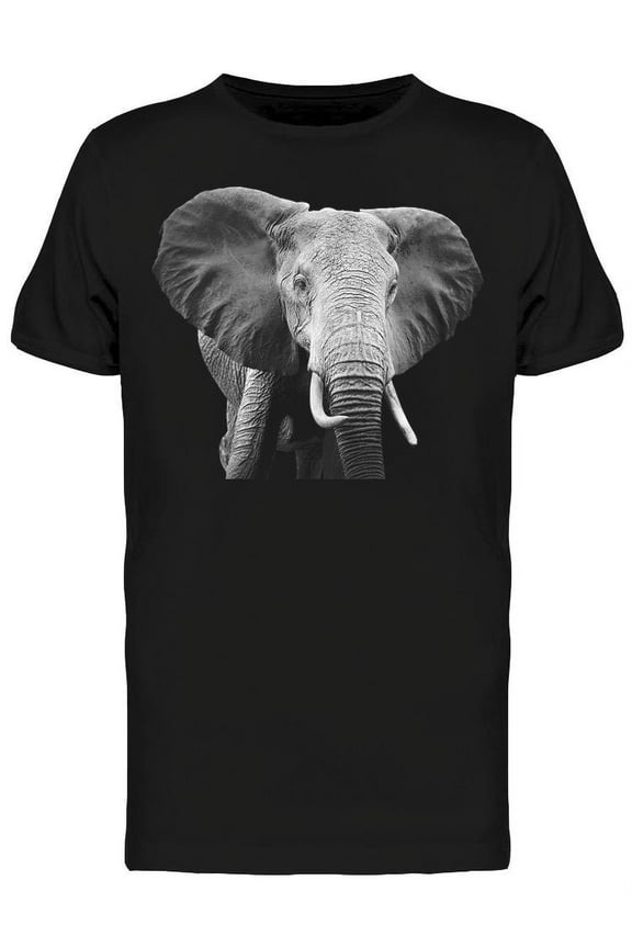 Black,white Elephant T-Shirt Men -Image by Shutterstock, Male x-Large