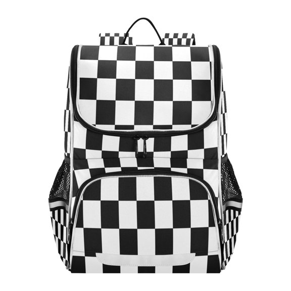 Black-white Plaid Backpack Purse Daypack Book Bag Fashion Accessories Unisex 15L for Commute Travel School