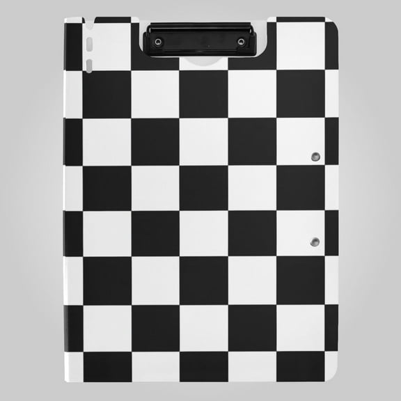 Black-white Plaid Foldable Binder Folder Clipboard with Pen Slot Double Clips A4 Size File Storage