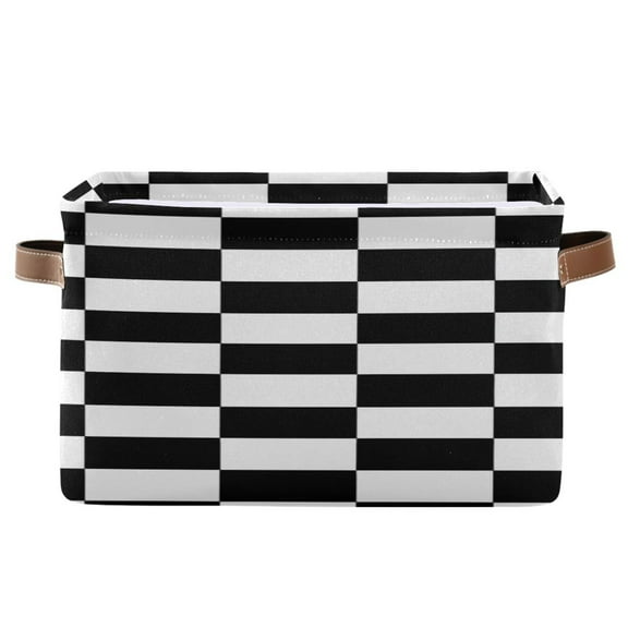 Black-white Plaid Square Storage Bins with Handles Collapsible Containing Box 1 Pack