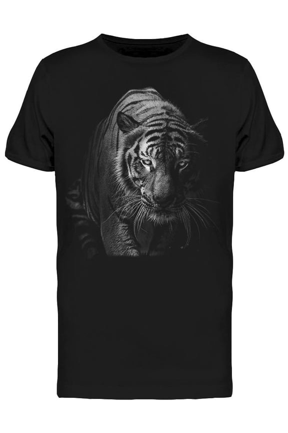 Black/white Tiger Portrait T-Shirt Men -Image by Shutterstock, Male Small