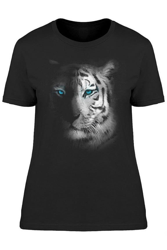 Black/white Tiger Portrait. T-Shirt Women -Image by Shutterstock, Female Large
