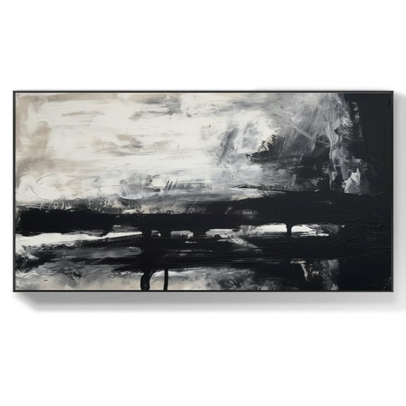 Black and white abstract painting canvas art, oversized wall art, large canvas art, palette knife art,, home wall decor,(41*81cm)16*32 Inches,Unstretched,Frameless