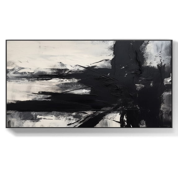 Black and white abstract painting large black abstract line wall art ...