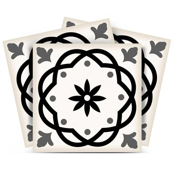 Black & white collection Peel and Stick Tile Stickers 24 PC Set backsplash Tile Decals Bathroom & Kitchen Vinyl Wall Decals Easy to Apply Just Peel & Stick Home Decor (Kitchen design, 8x8 Inch)