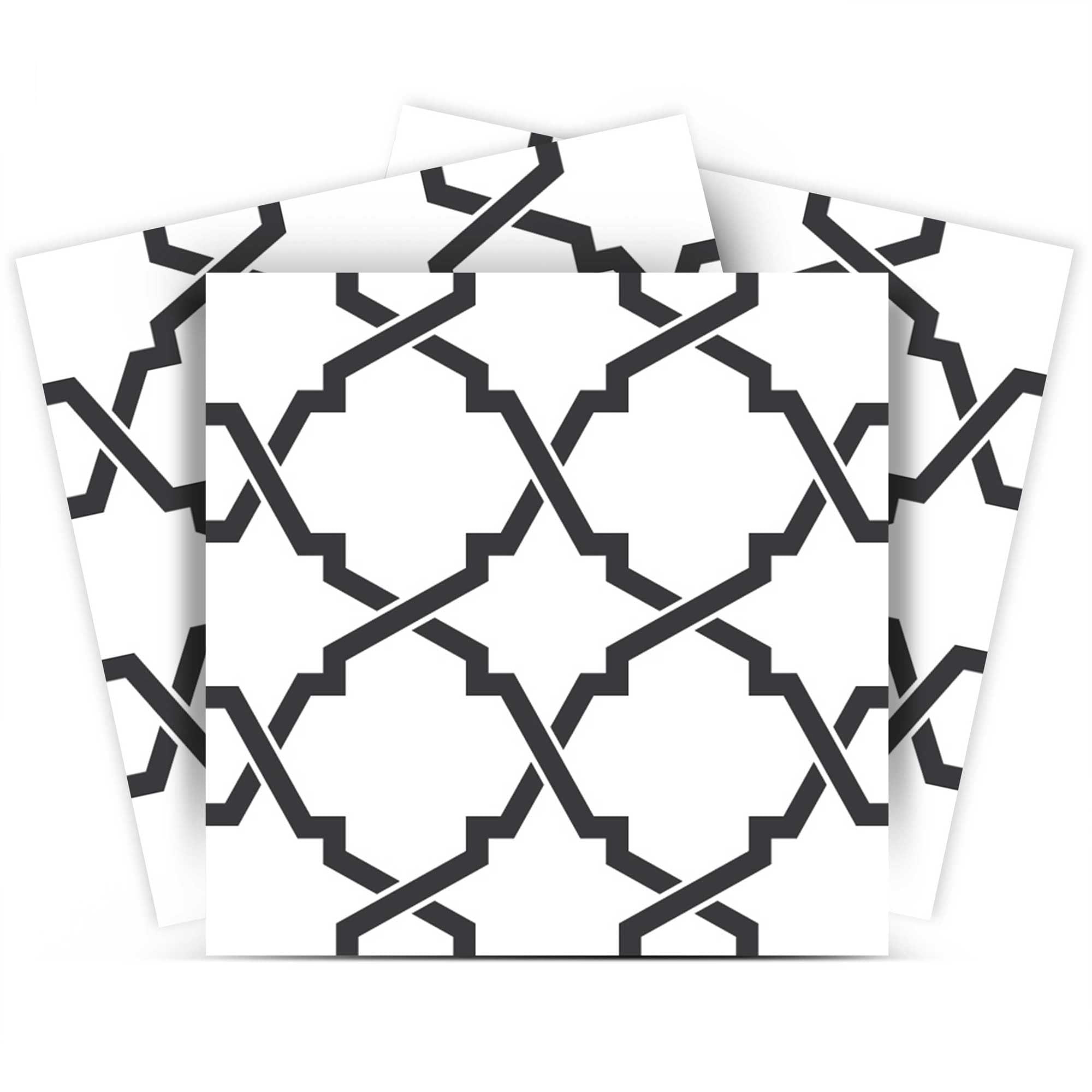 Black & white collection Peel and Stick Tile Stickers 24 PC Set backsplash Tile Decals Bathroom & Kitchen Vinyl Wall Decals Easy to Apply Just Peel & Stick Home Decor (Stairs Decals, 4x4 Inch)