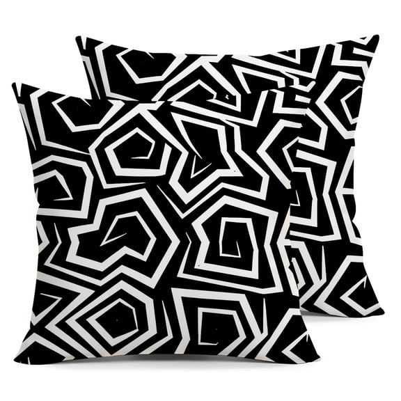 Black and white labyrinth spiral geometric four-season pillow cover is suitable for holiday parties, family gatherings, living room sofa chairs, home decoration