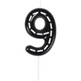 thumbnail image 1 of Black and white striped number 9 candle, 9 birthday candle, racing theme Birthday Number Candles are suitable for racing theme and birthday celebrations number candle cake topper decoration supplies., 1 of 1