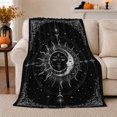 thumbnail image 1 of Sun And Moon Faces Surrounded By Orbital Stars, Cozy Flannel Blanket for Celestial Art Enthusiasts, Serene Mystical Celestial Linework Home Decor for Bedroom and Study, Housewarming Gift, 1 of 9