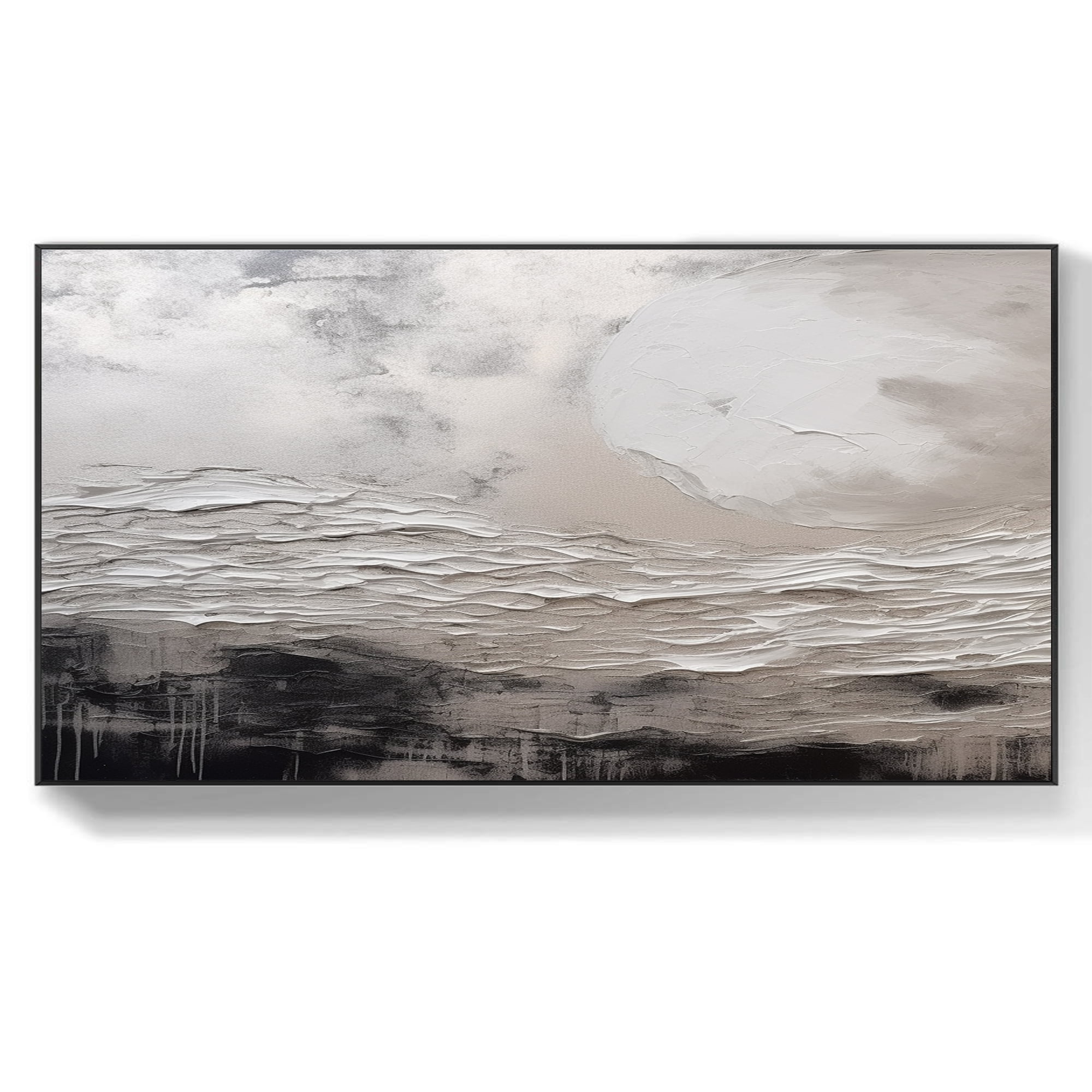 Black and white texture wall art large canvas abstract painting black ...