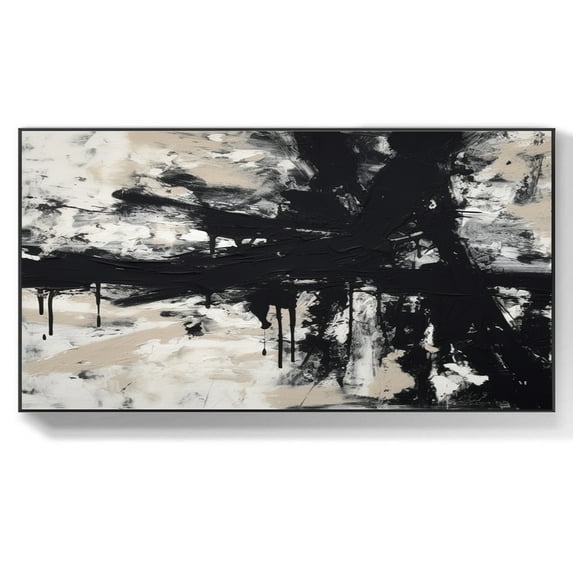 Black and white textured wall art, abstract art, large abstract painting, white minimalist painting, modern art,(61*122cm)24*48 Inches,Unstretched,Frameless