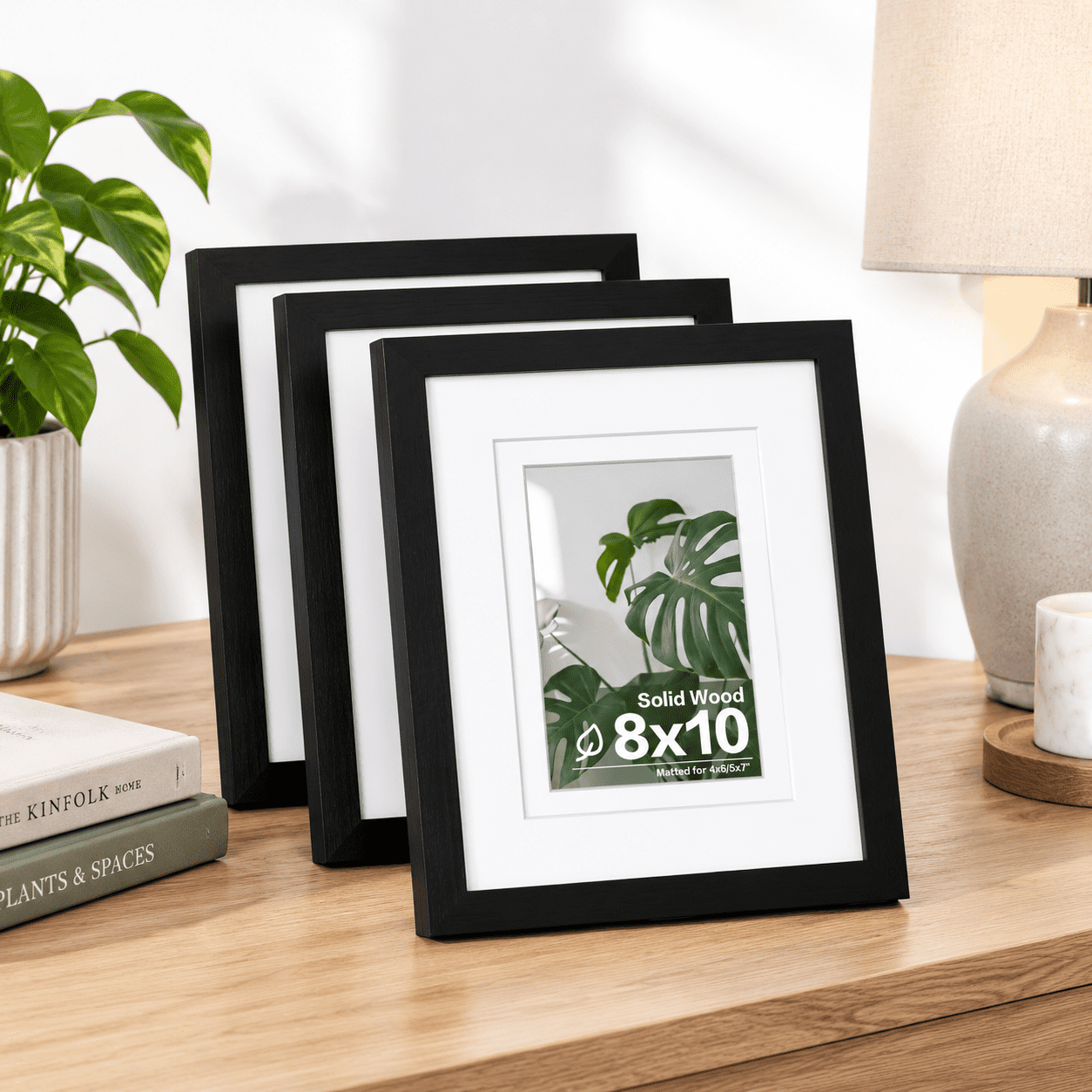 Black with Texture 8x10 Solid Wood Picture Frame for Tabletop and Wall ...