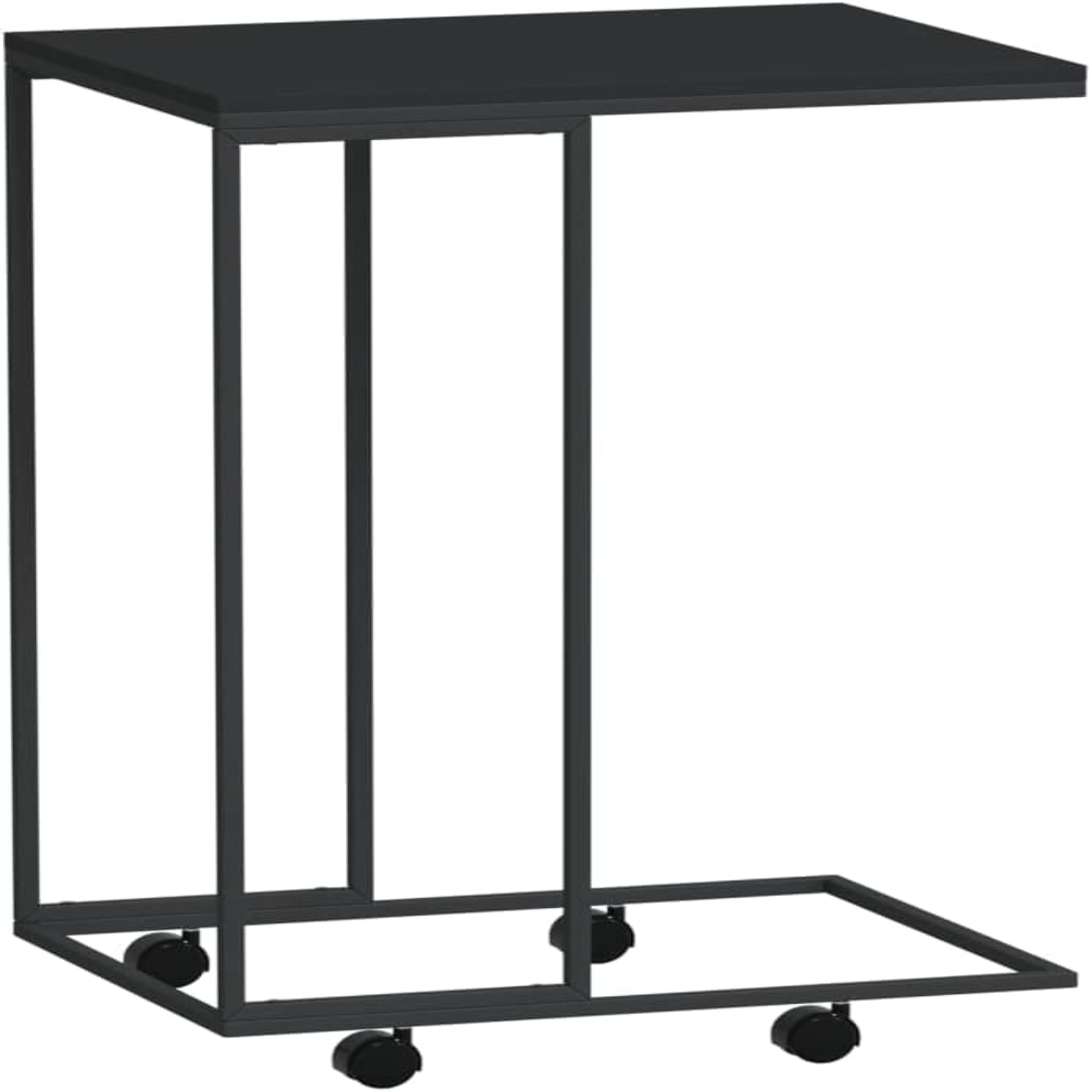 Black with Wheels CShaped Engineered Wood and Iron QWER as Coffee Sofa