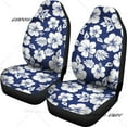 Black with White Hibiscus Hawaiian Flower Pattern Car Seat Covers Set