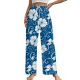 thumbnail image 1 of Black with White Hibiscus Hawaiian Flower Pattern Pajamas For Women Loose Retro Night Pajama Pants Comfortable Sleepwear Bottoms Homewear, 1 of 6
