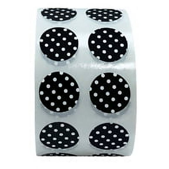 Black with White Polka Dot Circle Stickers | 0.5" Inch Round | 1,000 Pack
