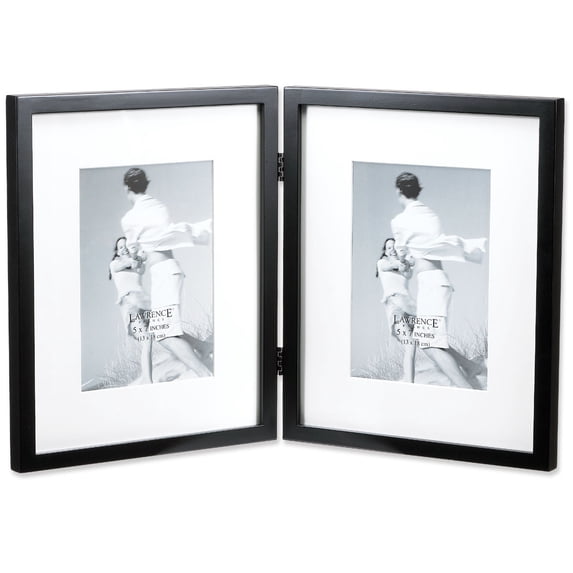 Black wood and matted 8x10 5x7 Hinged Double - 5x7