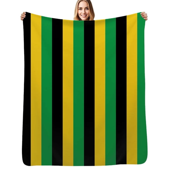 Black yellow green stripes Flannel Blanket Warm Soft Bedding Throws Winter Camping Chair Sofa Bed