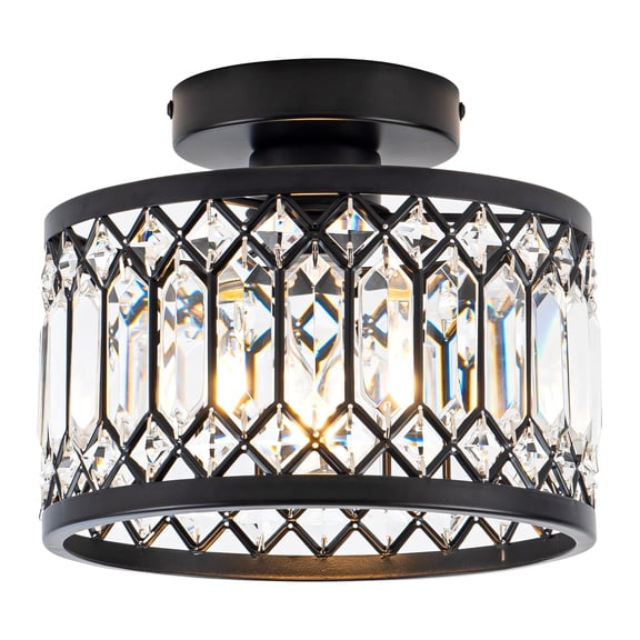 Black1 Semi Flush Mount Crystal Ceiling Light Fixture