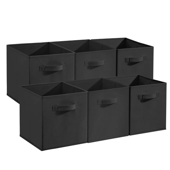 Black12-Pack Collapsible Fabric Storage Cubes with Handles, 11 Inch Foldable Organizer Bins for Shelves, Closet, Nursery & Home Decor