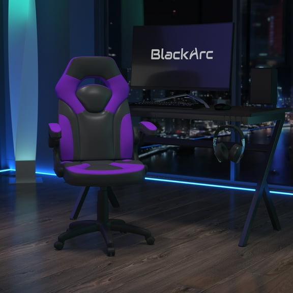 BlackArc Allegiance 1 Kids High Back Gaming Chair with Lumbar Support and Padded Flip-Up Arms, Black
