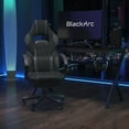 thumbnail image 1 of BlackArc Gaming Chair Outfitted With Footrest, Headrest, Lumbar Support Massage Pillow, Reclining Seat/Arms In Black & Gray, 1 of 10