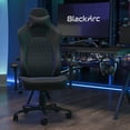 thumbnail image 1 of BlackArc High Back Adjustable Gaming Chair with 4D Armrests, Head Pillow and Adjustable Lumbar Support in Black with Blue Stitching, 1 of 18