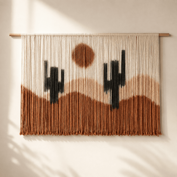 BlackBrown Handmade Cotton Macrame Wall Hanging Tapestry 57.48 W x 35 L