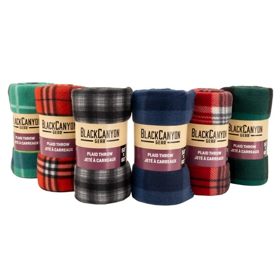 BlackCanyon Outfitters BCGMYFB3 Plaid Rolled Throw 50 Inches by 60 Inches All Season Plaid Throw or Car Blanket - Assorted