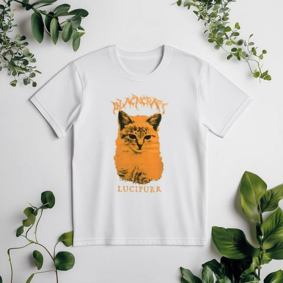 BlackCraft Lucipurr Orange & Black Cat Hot Topic Exclusive Unisex tee V50997, for men & women, up to size 5XL