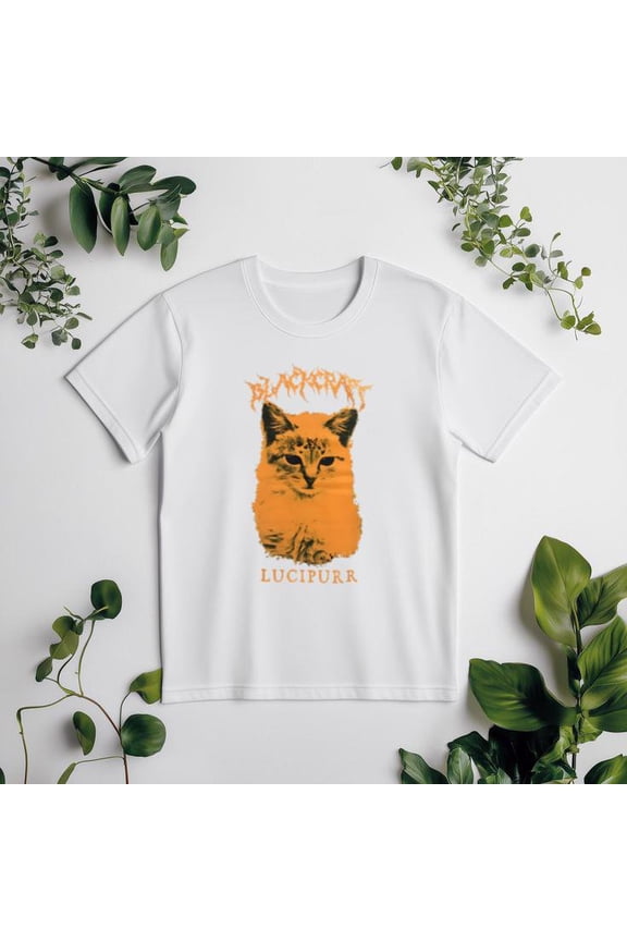 BlackCraft Lucipurr Orange & Black Cat Hot Topic Exclusive Unisex tee V50997, for men & women, up to size 5XL