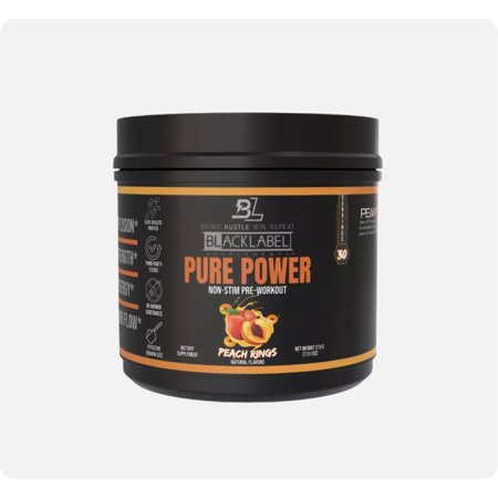 BlackLabel Supplements PURE POWER - Peach Rings, Non-Stim Pre-Workout, 5g Creatine Monohydrate