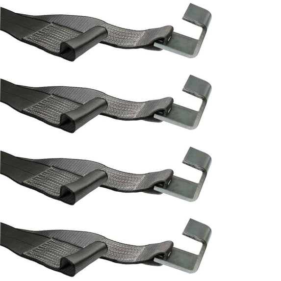 BlackLine 4" x 5' Roll Off Container Winch Strap w/ Sewn Loop – 4 Pa