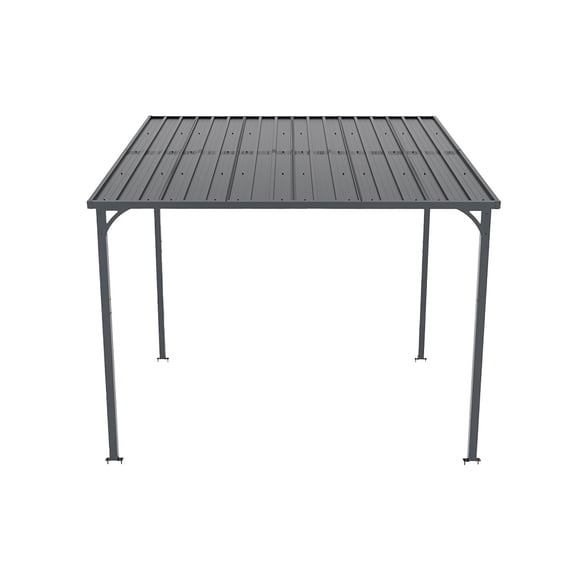 BlackOutdoor Pergola 8' x 10' Metal Inclined Roof Pergolas Waterproof Wall-mounted iron sheet shed Gazebo for Patio,Garden,Yard