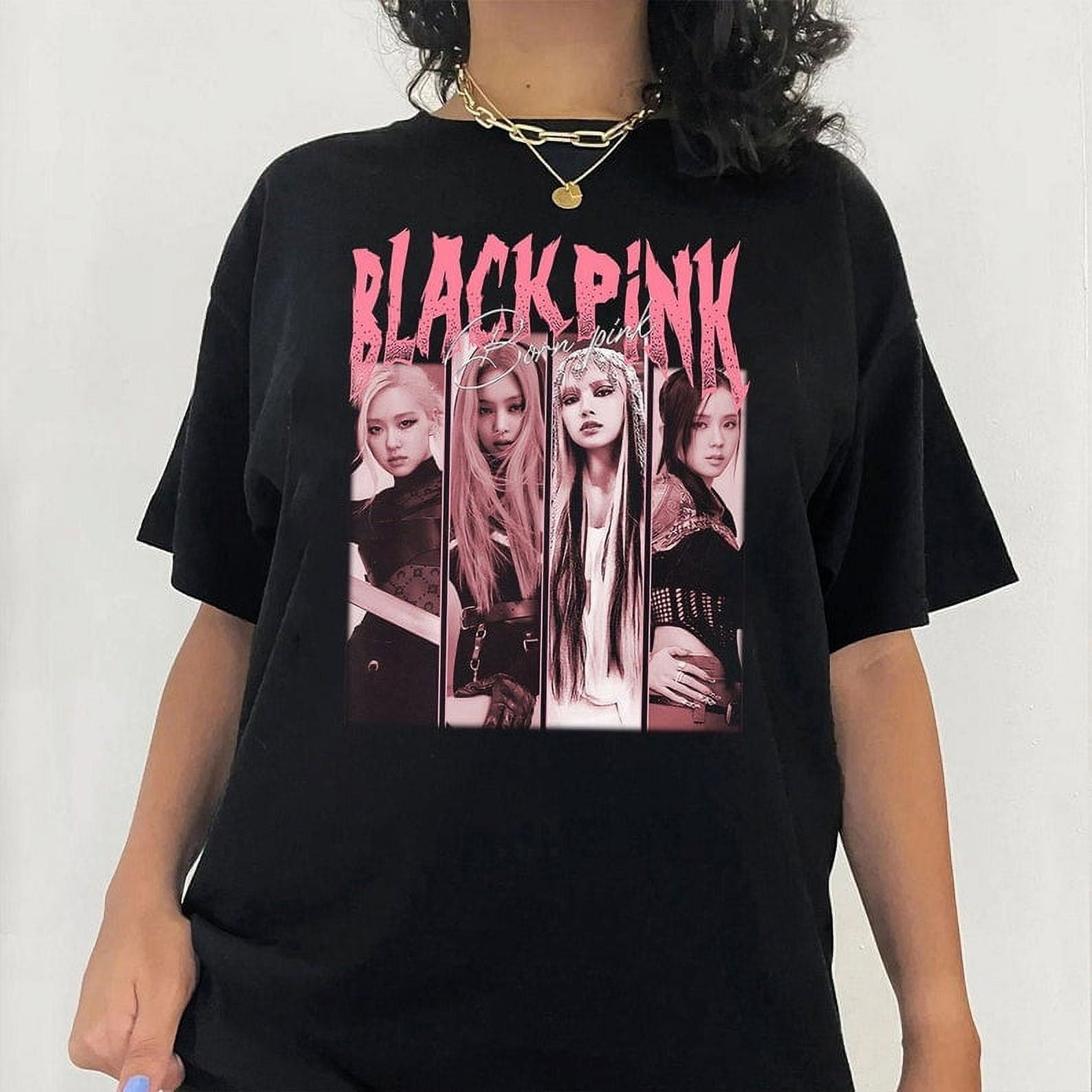 Black pink t shirt kpop hot sale