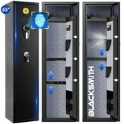 BlackSmith Biometric Gun Safe 5 Rifles Gun Cabinet for Home Rifles and Pistols Large Gun Cabinet Fingerprint Quick Access Rifle Safe Fingerprint Wall Mount Rifle Gun Safe for Home Office Closet