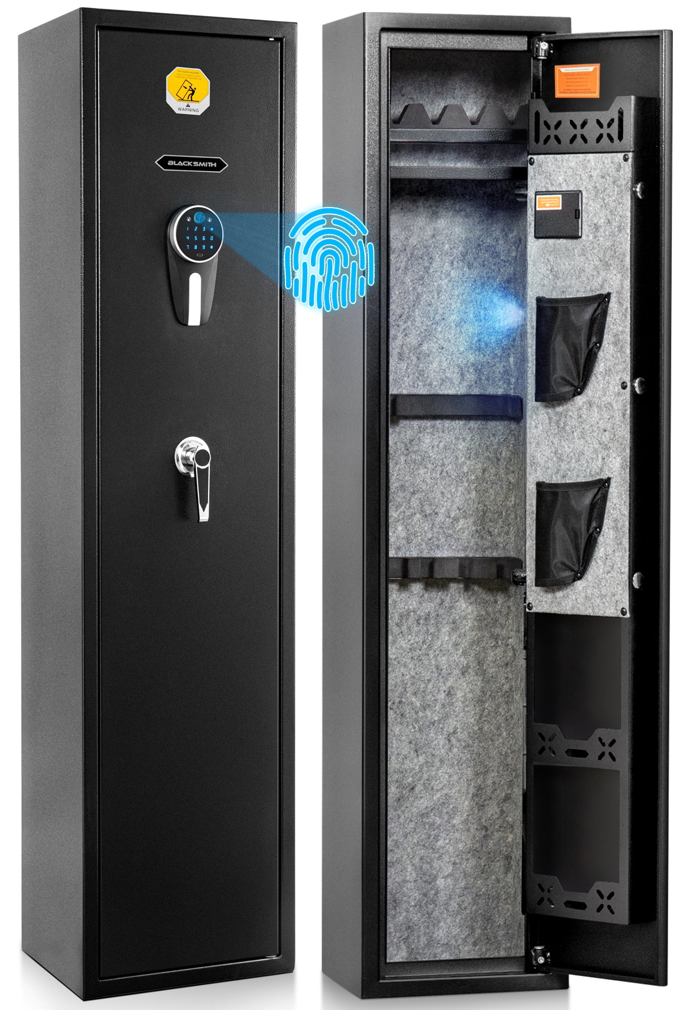 BlackSmith Biometric Wall Mount Gun Safe for 5 Rifles and 7 Pistols