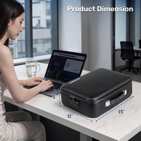 BlackSmith Fireproof Document Box, 4200 ° F Heat Resistant & Waterproof Hard Case 13 Layers File Organizer with Lock, Portable Safe for Important Documents, Certificates, Travel Use-Black