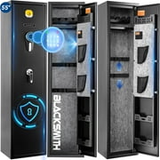 BlackSmith Keypad 5 Rifle Safe Long Gun Safe for Home Rifles Pistols Quick Access Gun Safe for Rifles and Shotguns with Keys and Keypad Wall Mount Hidden Gun Cabinet for Home with Pistol Rack Pockets