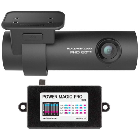 BlackVue DR750S-2CH With Built in Wi-Fi, GPS & Power Magic Pro Hardwire Kit 2-Channel 1080P FHD Car DVR Recorder, 128 GB