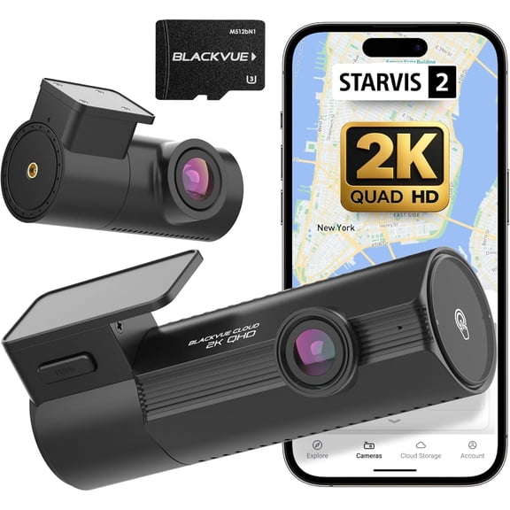 BlackVue Elite 8-2CH Dash Cam Dual 2K QHD Front & Rear with STARVIS 2, Dual HDR (64GB)