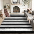 thumbnail image 1 of Pentantan 5ft x 8ft Shag Area Rugs for Living Room, Modern Stripe Fluffy Bedroom Carpet, Black & White, 1 of 7