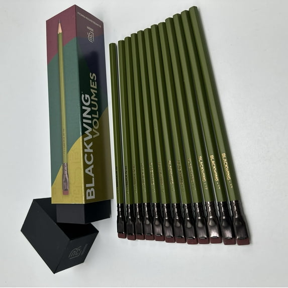 BlackWing Pencils with 10 cm Ruler, Olive, 12 Count