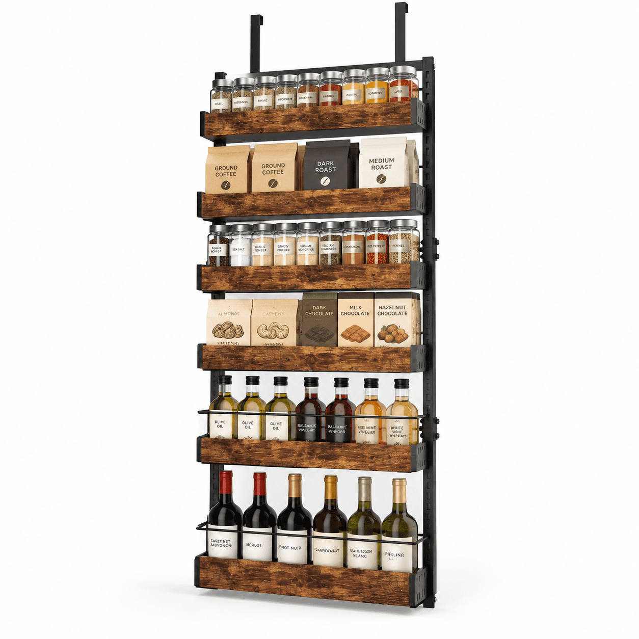 Storage Racks For Pantry BlackWood 6-tier Over Door or Wall Mount Pantry Organizer Rack ...