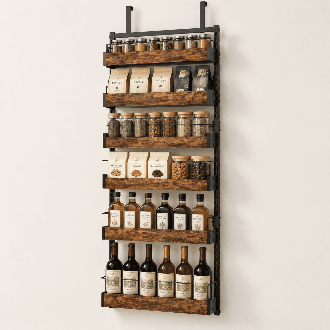 Storage Racks For Pantry BlackWood 6-tier Over Door or Wall Mount Spice Rack Pantry Organizer ...