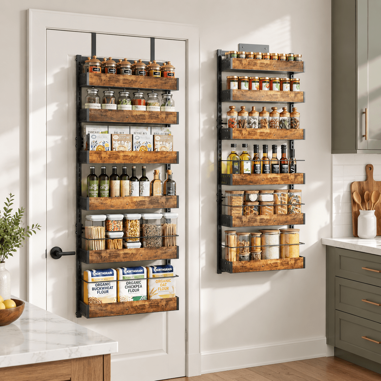 Storage Racks For Pantry BlackWood 6-tier Over Door or Wall Mount Spice Rack Pantry Storage ...